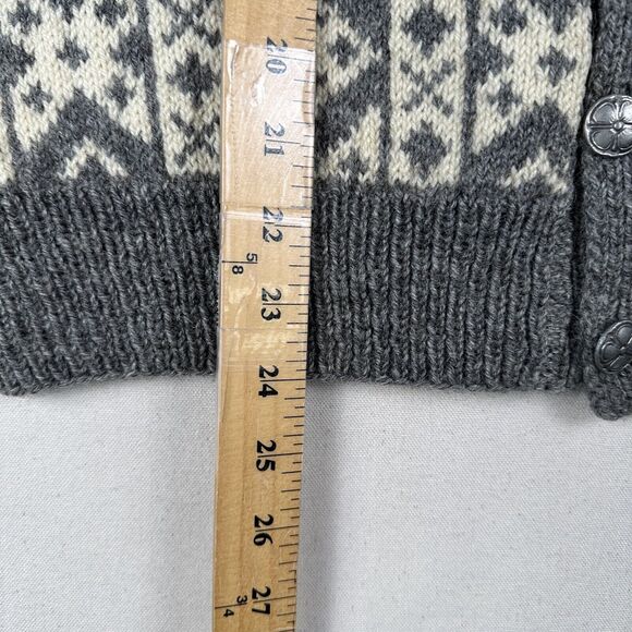 Vintage Unbranded Fair Isle Wool Knit Cardigan Women’s Medium Gray Beige Sweater - Picture 15 of 16